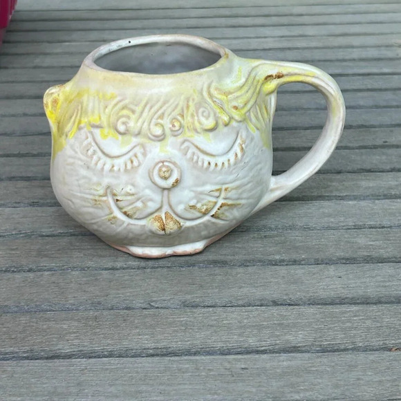 B Welsh 1969 Pottery Hand Painted Kitty Cat Mug Signed - Picture 2 of 8